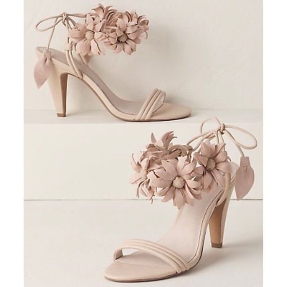 CECELIA SONAH NUDE PINK FLORAL HEELS SANDALS PUMPS - Picture 15 of 15